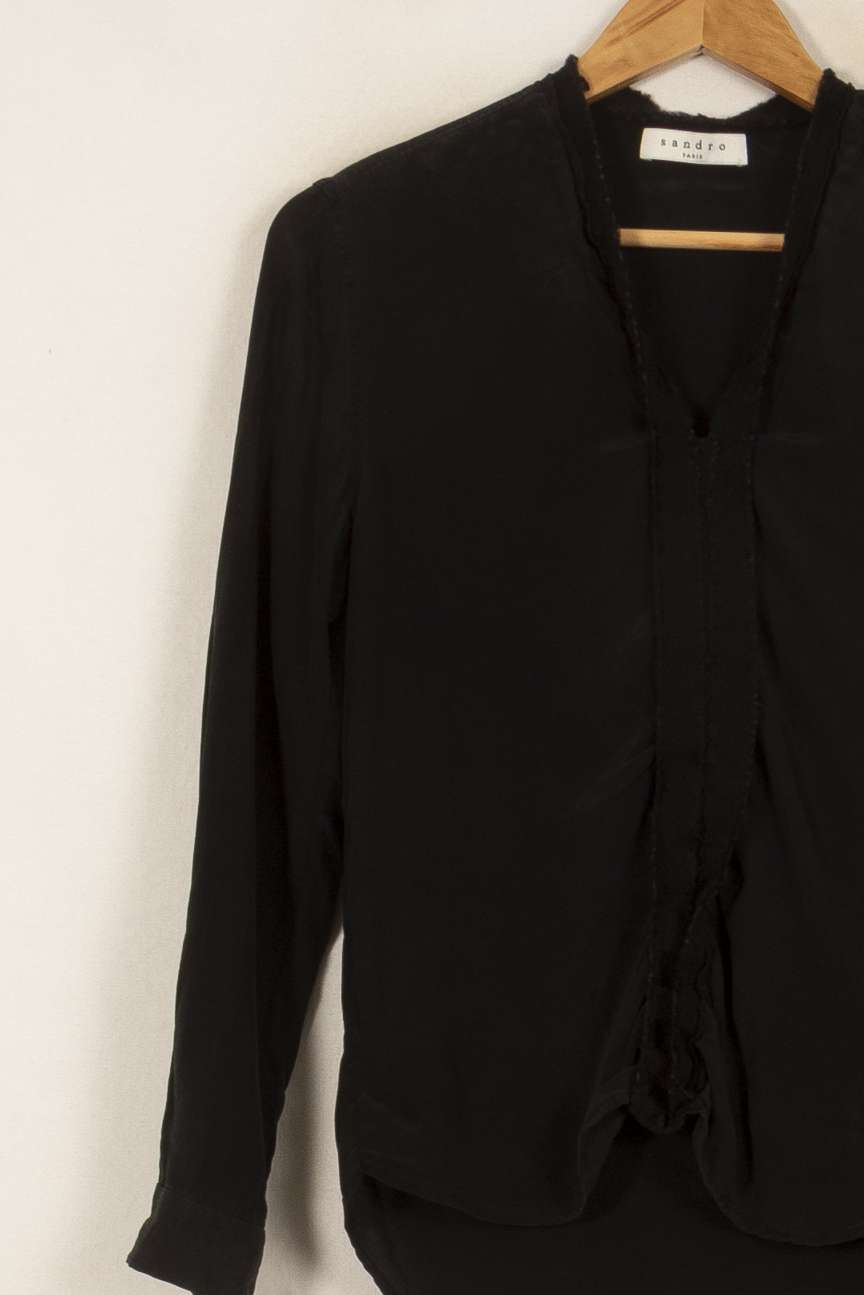Blouse Noire - Taille M/38 de la marque Sandro | RVLI1188 - Vendu par Paradigme - Image 3