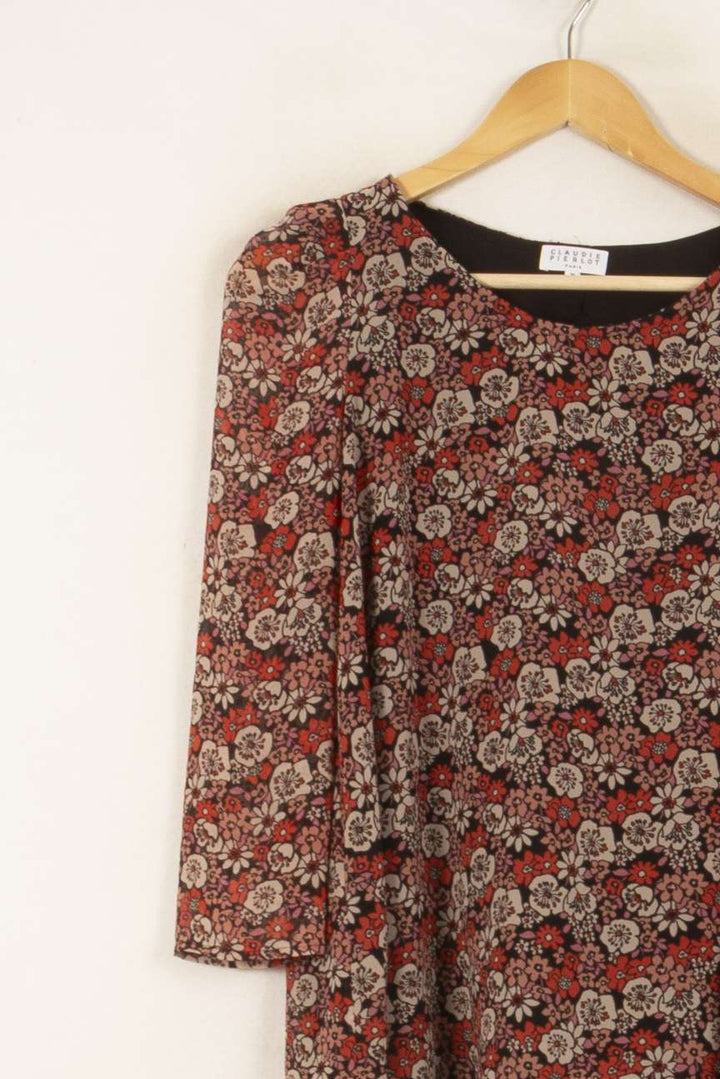Blouse Fleurie Rouge et Beige - Taille S/36 de la marque Claudie Pierlot | RVLI1296 - Vendu par Paradigme - Image 3