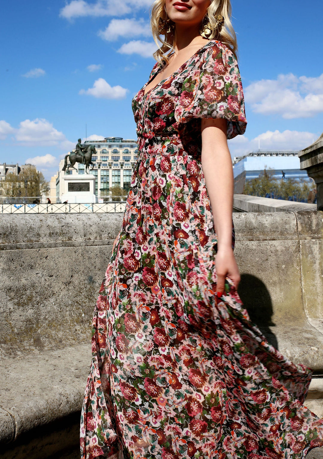 Robe Clémence print bordeaux - S/36