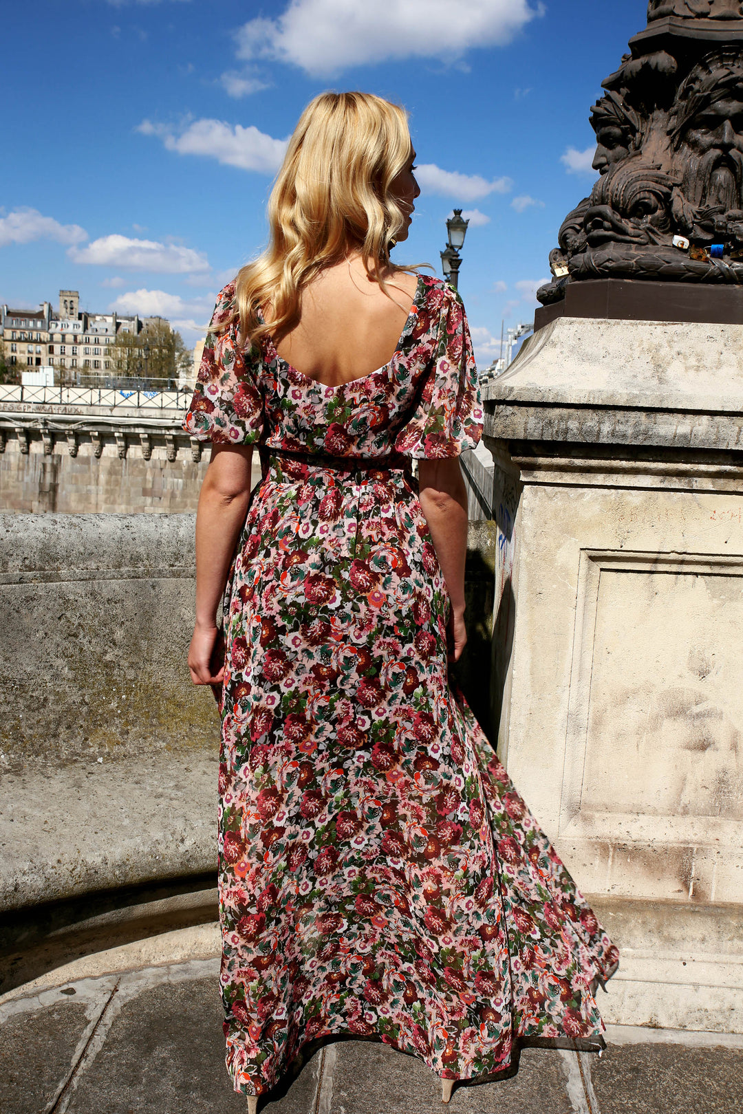 Robe Clémence print bordeaux - S/36