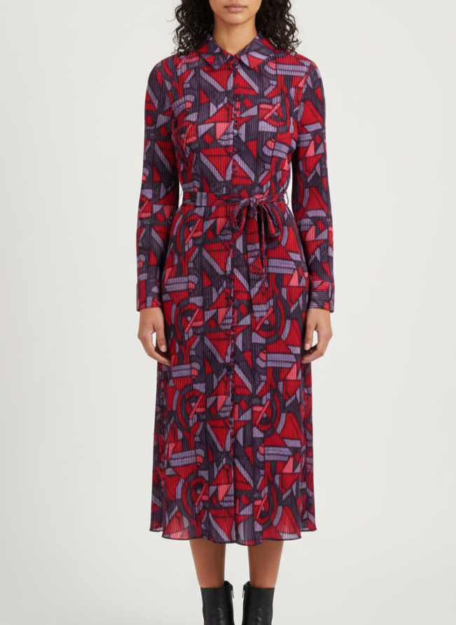 Robe Chemise Rouge et Violette - Taille XS/34
