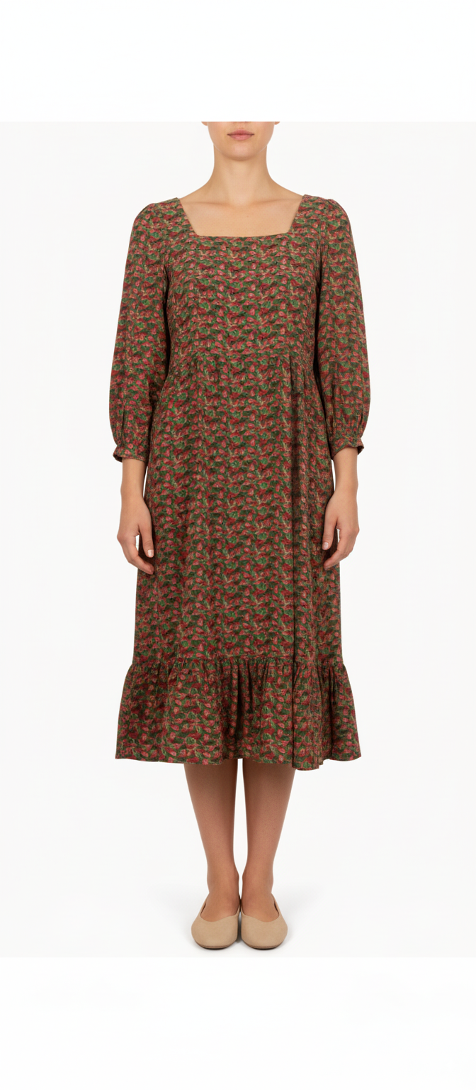 Robe Mi-longue Verte et Rouge - Taille XS/34
