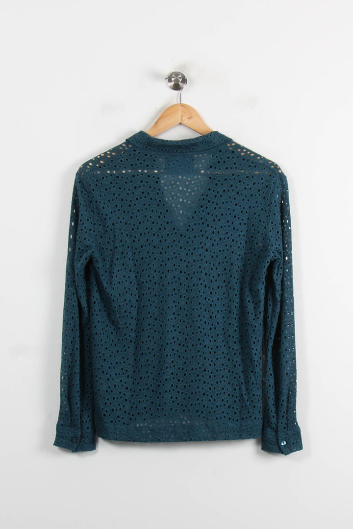 Chemise Brodée Bleue - Taille S/36 de la marque Majestic Filatures | SOIB0012 - Vendu par Paradigme - Image 4