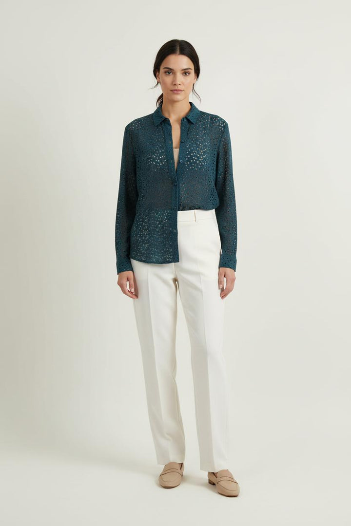 Chemise Brodée Bleue - Taille S/36 de la marque Majestic Filatures | SOIB0012 - Vendu par Paradigme - Image 1