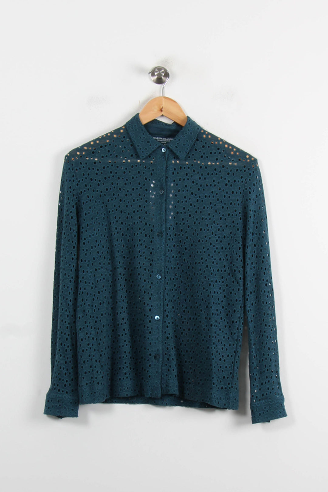 Chemise Brodée Bleue - Taille S/36 de la marque Majestic Filatures | SOIB0012 - Vendu par Paradigme - Image 2