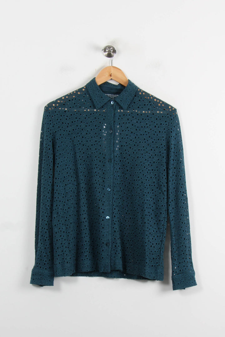 Chemise Brodée Bleue - Taille S/36 de la marque Majestic Filatures | SOIB0012 - Vendu par Paradigme - Image 2