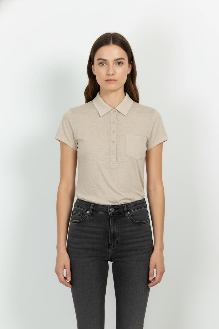 Polo Beige - Taille S/36 de la marque Majestic Filatures | SOIB0013 - Vendu par Paradigme - Image 1