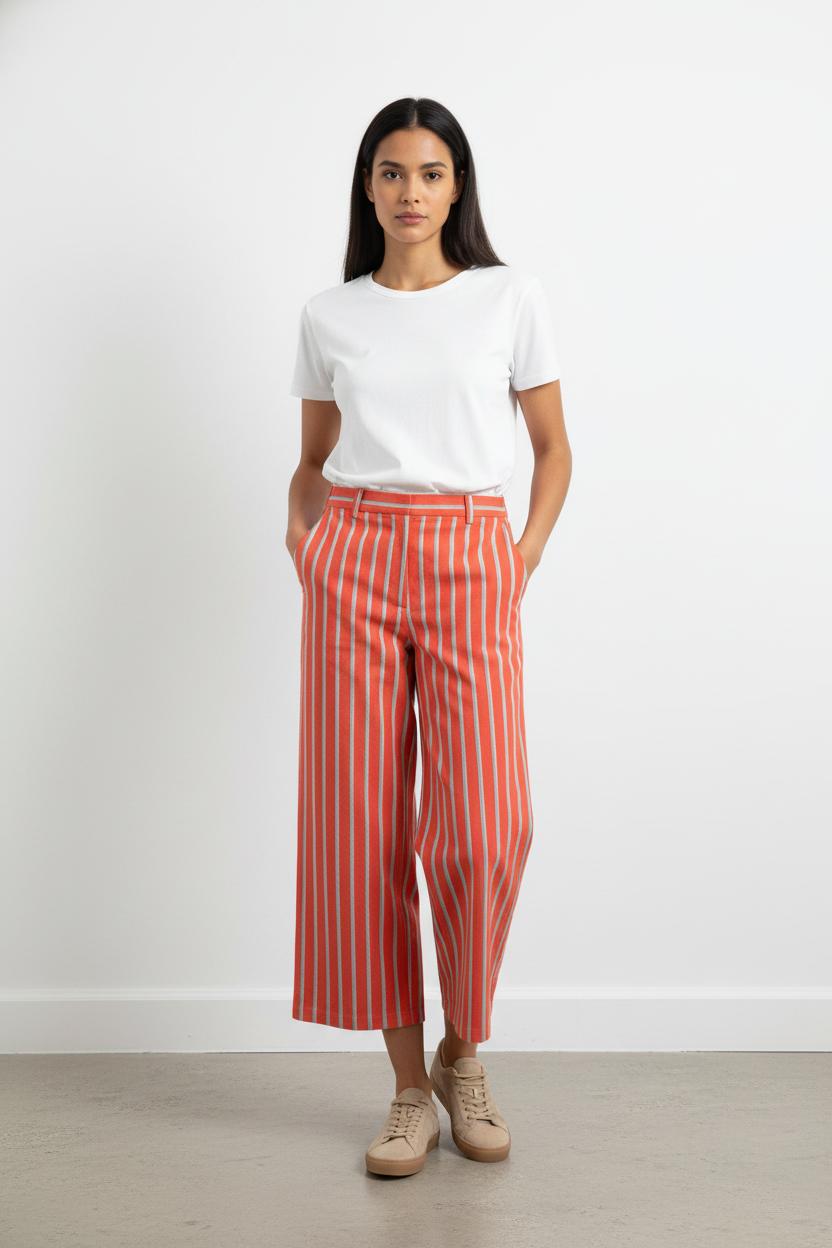 Pantalon Large Rouge et Blanc - Taille M/38
