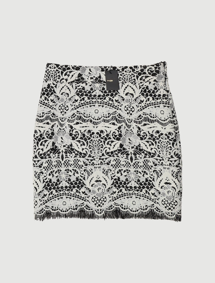 Jupe Courte En Guipure Contrecollée - Taille S/36