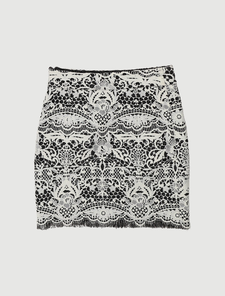 Jupe Courte En Guipure Contrecollée - Taille S/36