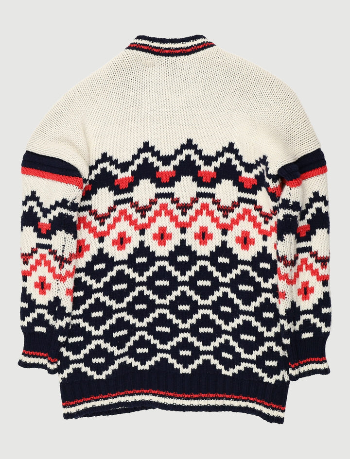 Cardigan En Maille Jacquard Tricolor - Taille T.U.