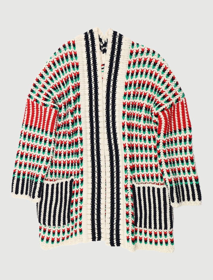 Cardigan Long En Maille Multicolore - Taille S/36
