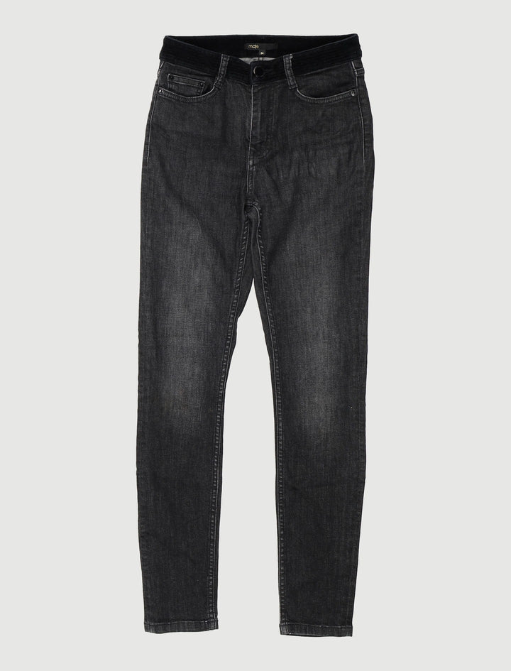 Jean Slim Avec Ceinture En Velours - Taille XS/34