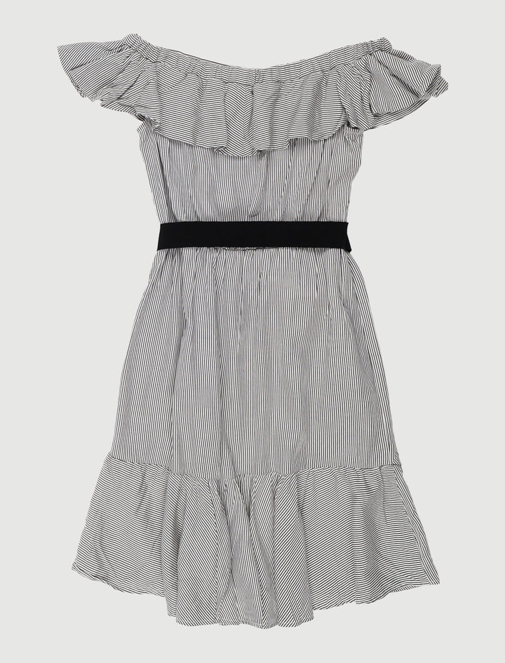Robe A Rayures Epaules Denudees Imprime - Taille S/36