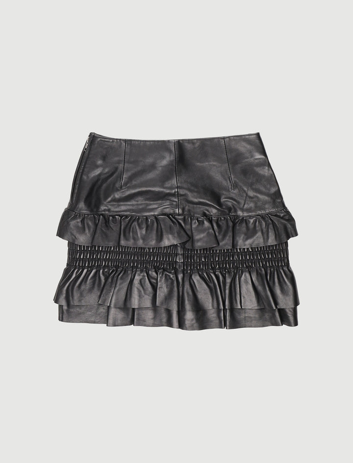 Jupe En Cuir À Volants - Taille M/38