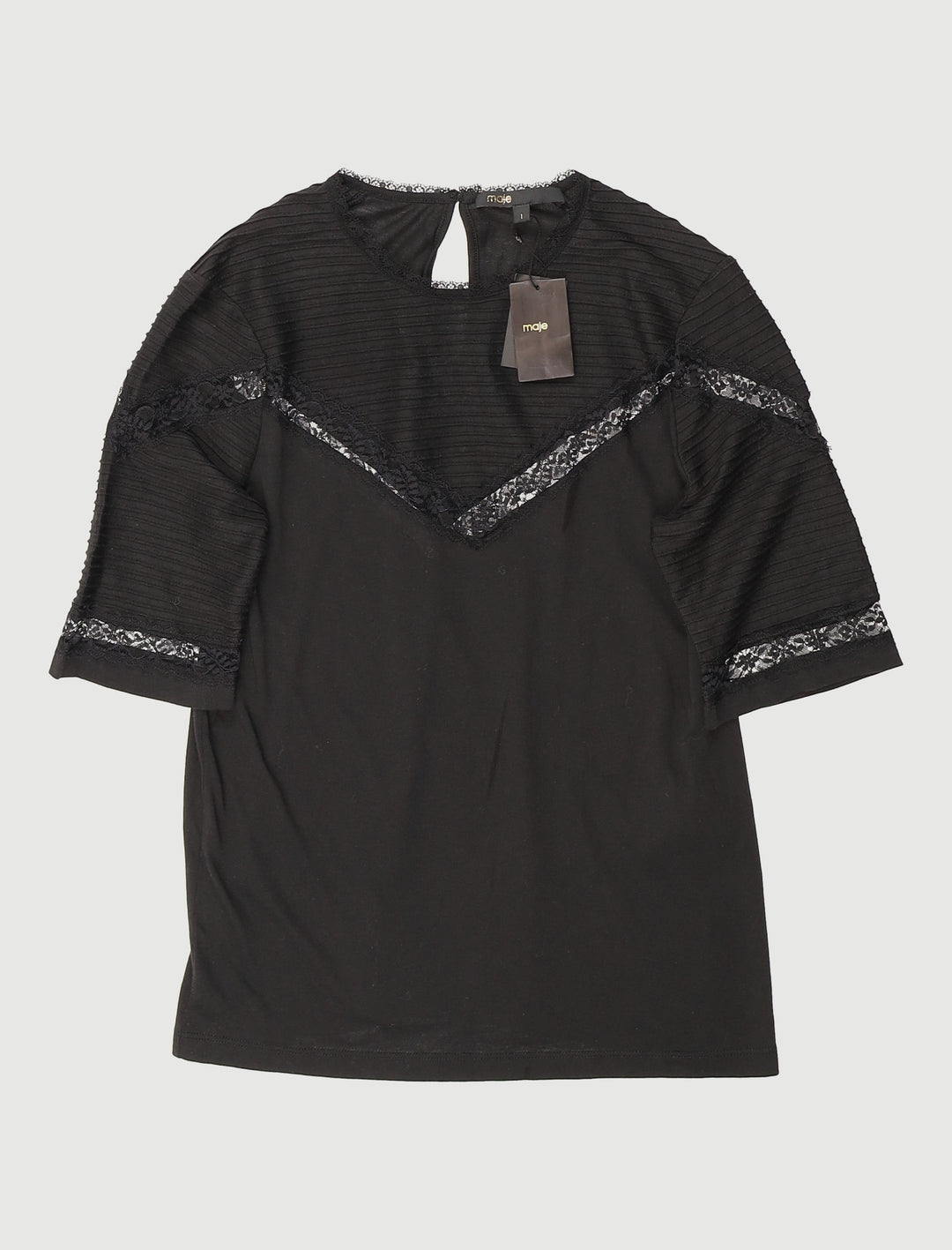 Tee-Shirt Avec Galons De Dentelle - Taille S/36
