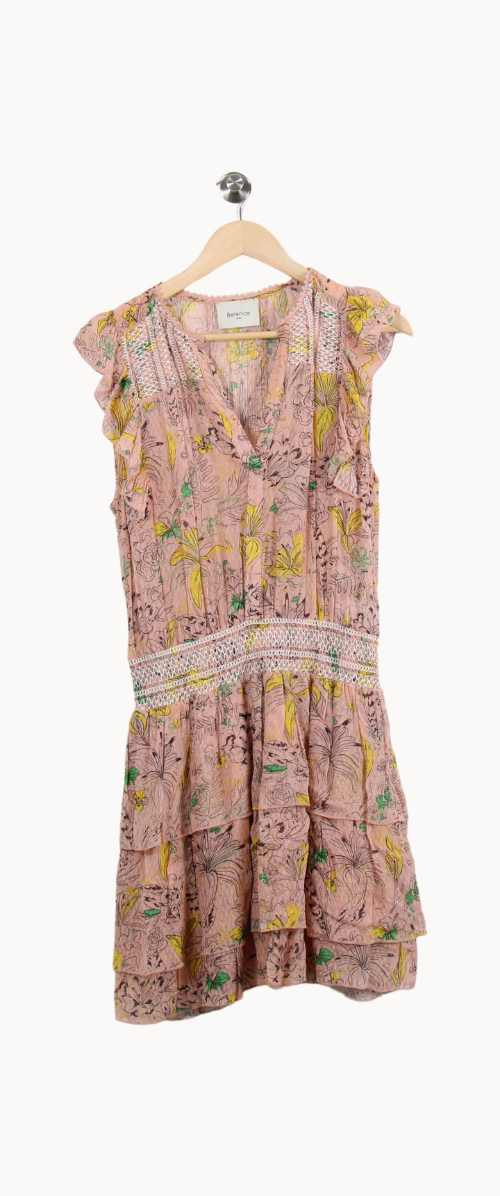 Robe Volantée Rose et Jaune - Taille M/38 de la marque Bérénice | PARAD50118 - Vendu par Paradigme - Image 2