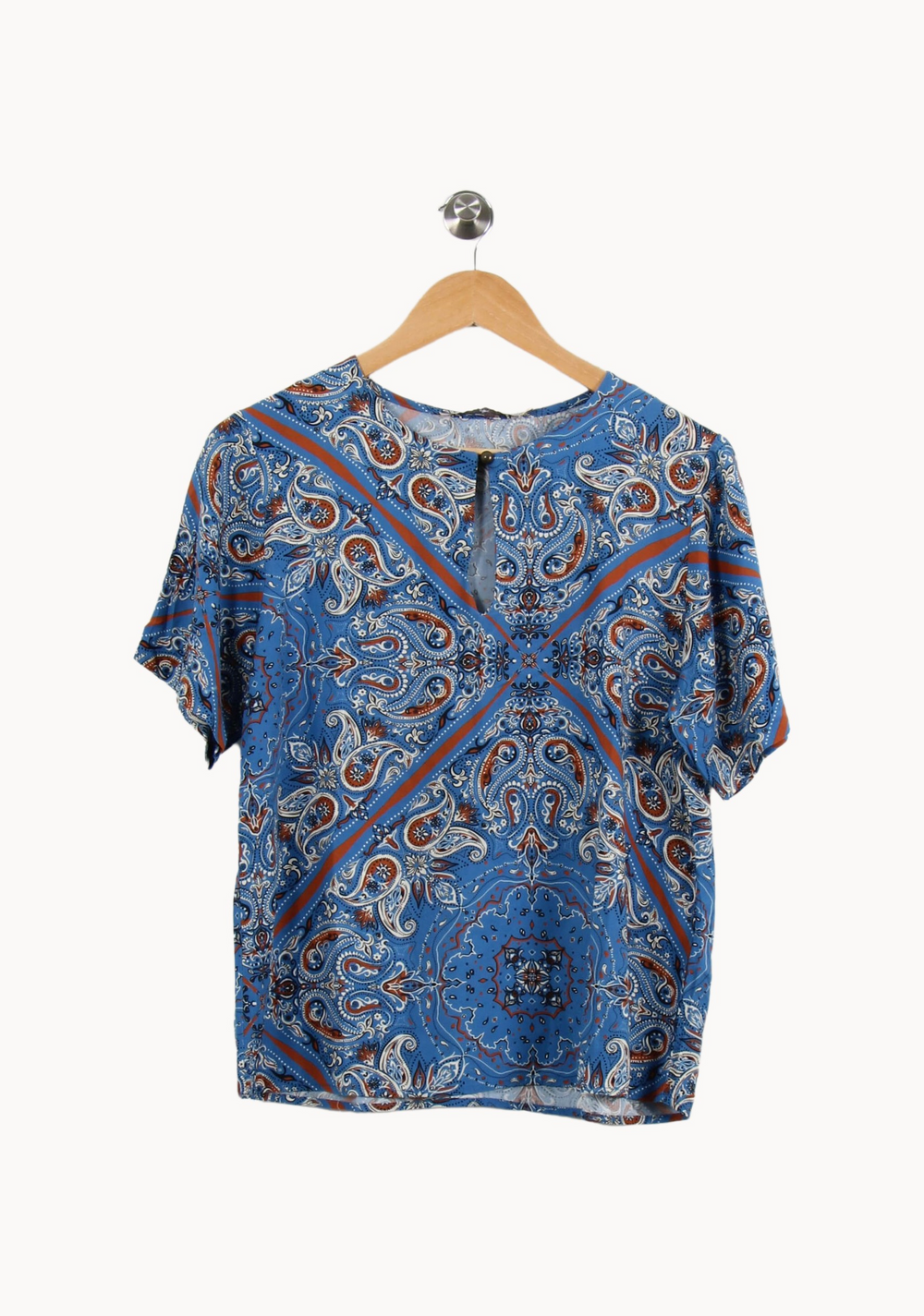Blouse Bleue et Orange - Taille L/40 de la marque La Fée Maraboutée | PARAD68963 - Vendu par Paradigme - Image 2