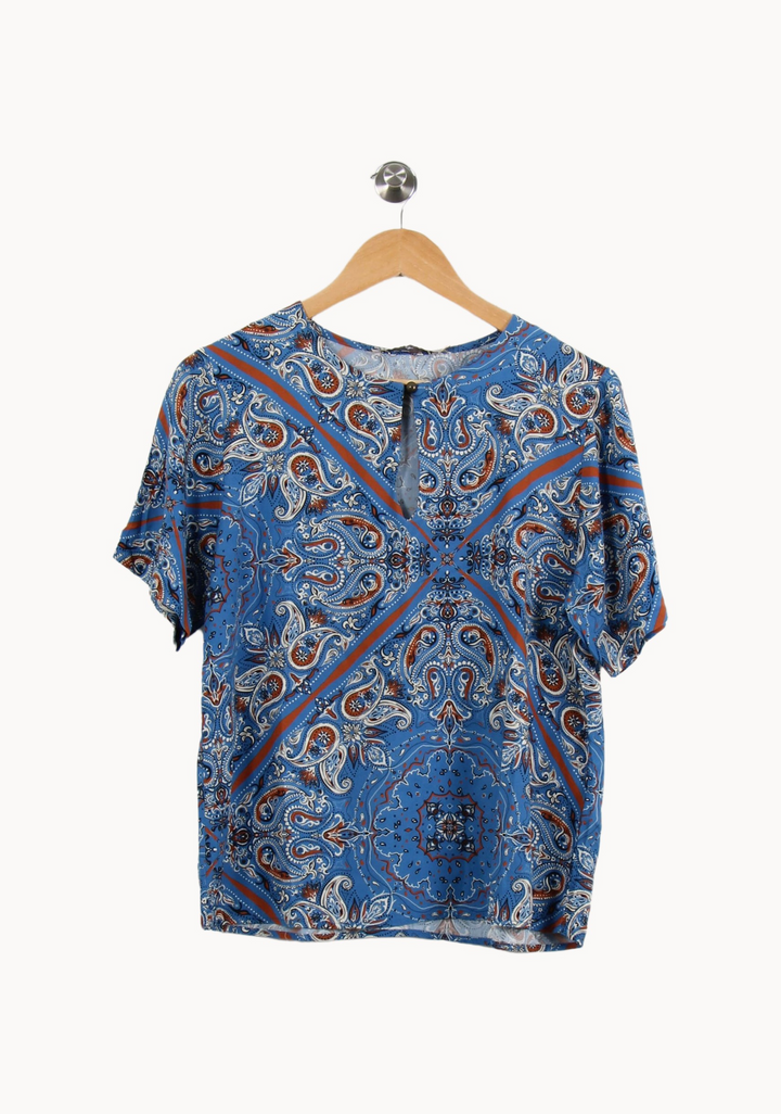 Blouse Bleue et Orange - Taille L/40 de la marque La Fée Maraboutée | PARAD68963 - Vendu par Paradigme - Image 2