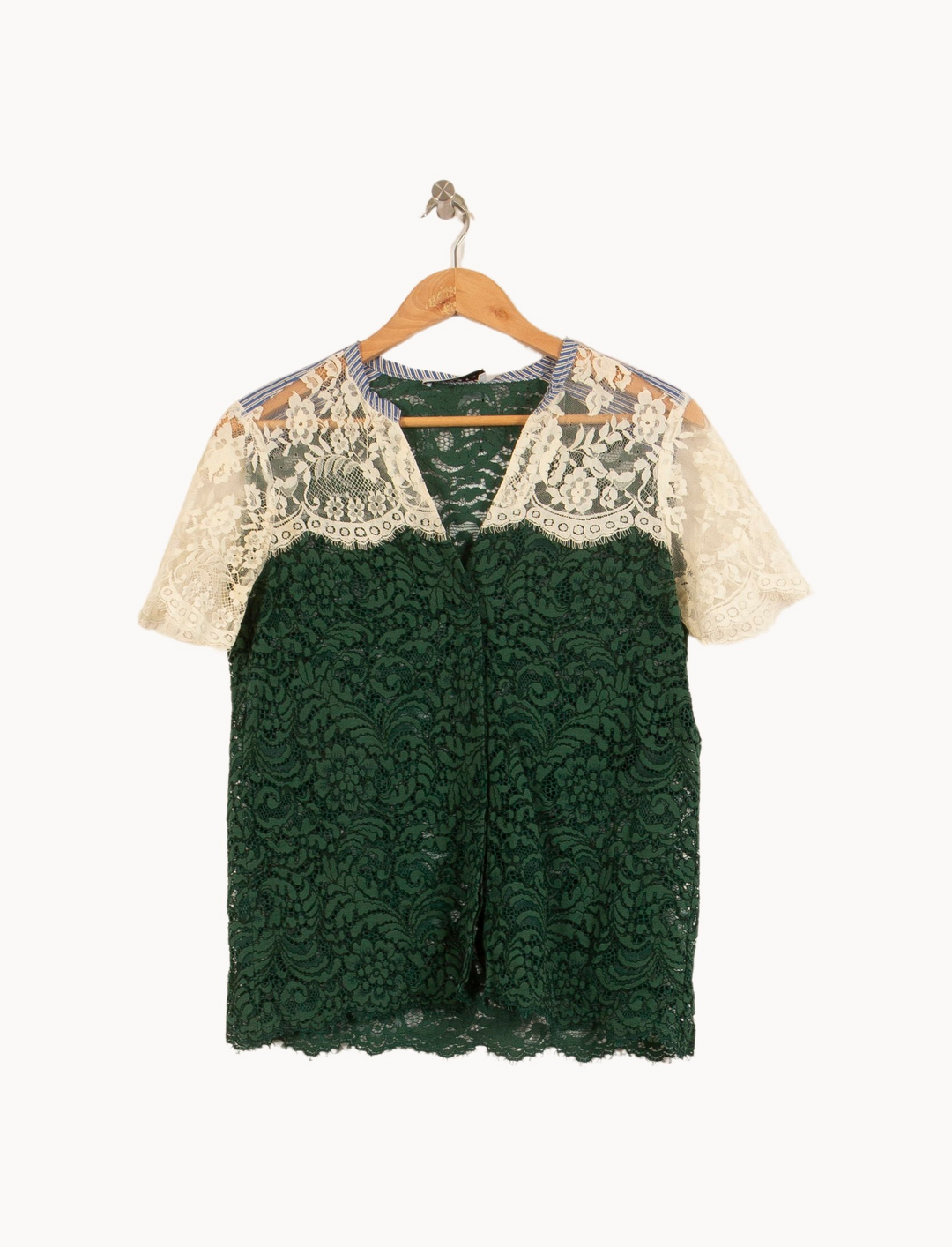 Blouse Vert et Blanc - Taille S/36 de la marque Sandro | PARAD44629 - Vendu par Paradigme - Image 2