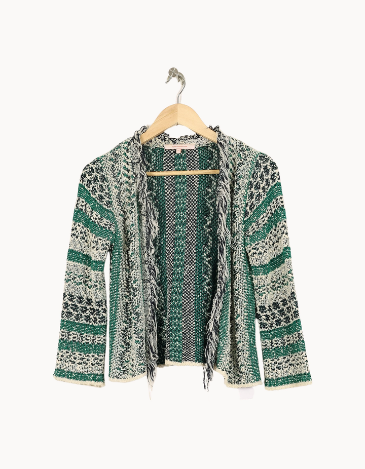 Gilet Vert et Écru - Taille XS/34 de la marque La Fée Maraboutée | PARAD26143 - Vendu par Paradigme - Image 2