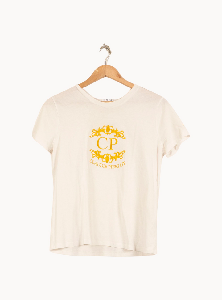 Tee-shirt Blanc et Jaune - Taille S/36 de la marque Claudie Pierlot | PARAD64145 - Vendu par Paradigme - Image 2