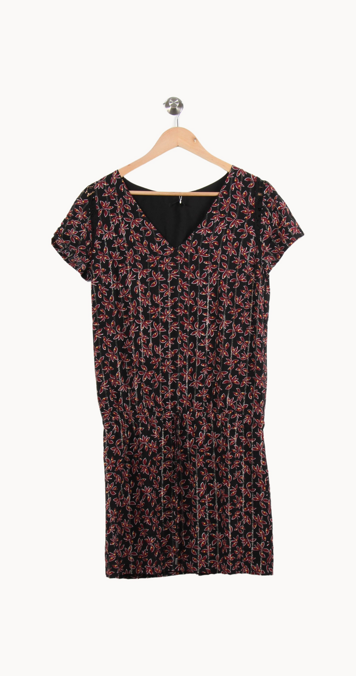 Robe Fleurie Noire et Rouge - Taille M/38 de la marque IKKS | PARAD65384 - Vendu par Paradigme - Image 2