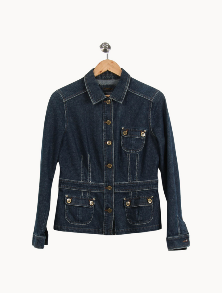 Veste en Jean Bleue - Taille L/40 de la marque Caroll | PARAD67296 - Vendu par Paradigme - Image 2