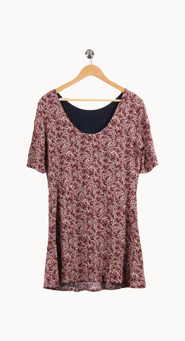 Robe Fleurie Bordeaux et Blanc - Taille L/40 de la marque I.Code | PARAD65389 - Vendu par Paradigme - Image 2