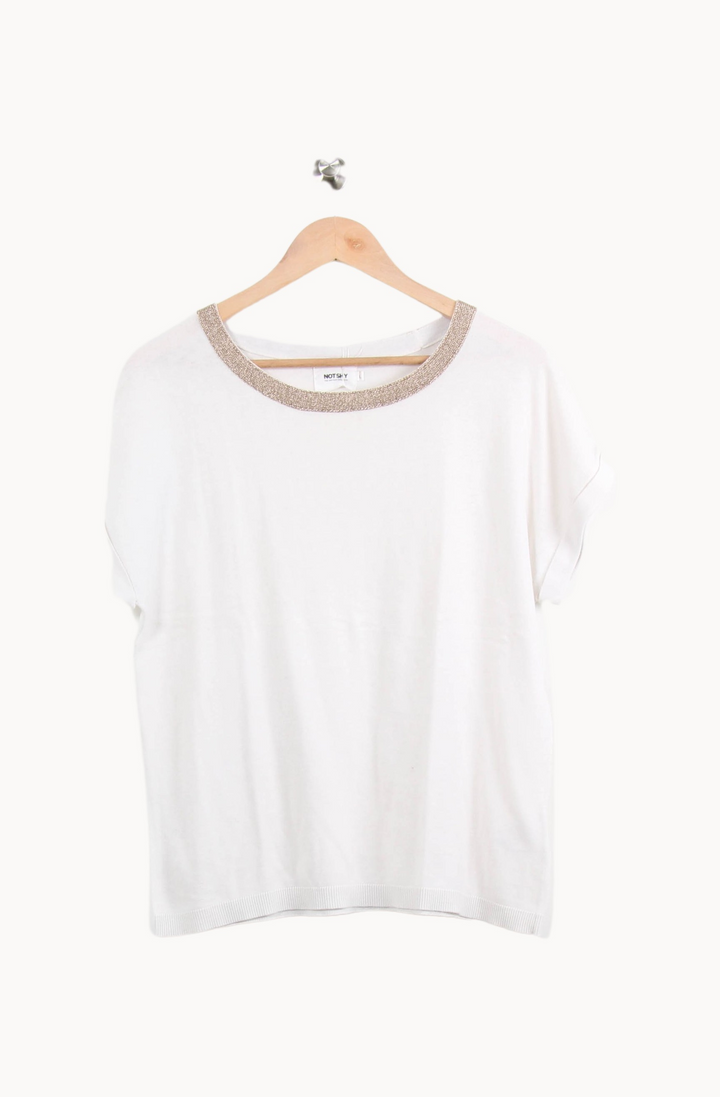 Pull Blanc et Beige - Taille L/40 de la marque Notshy Cashmere | PARAD64181 - Vendu par Paradigme - Image 2