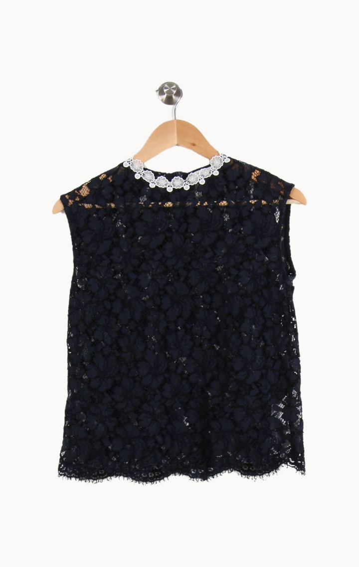 Blouse Sans Manches Bleue et Blanche - Taille S/36 de la marque Sandro | PARAD53495 - Vendu par Paradigme - Image 2