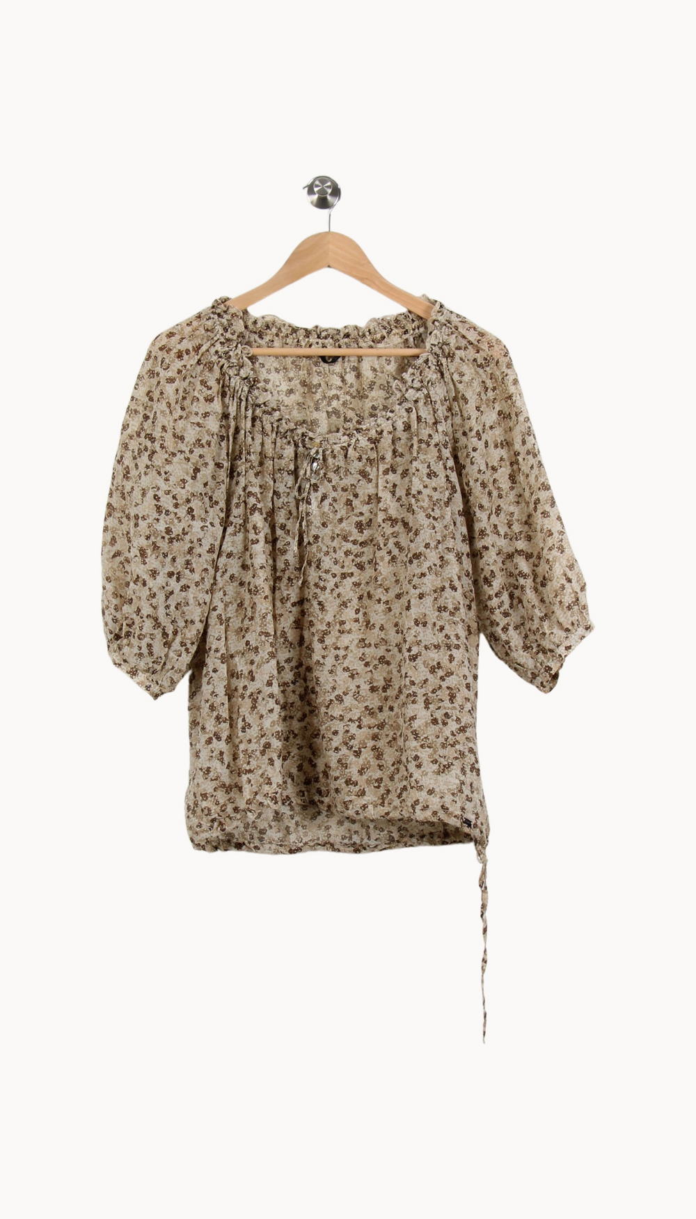 Blouse Fleurie Beige et Marron - Taille L/40 de la marque IKKS | PARAD53996 - Vendu par Paradigme - Image 2