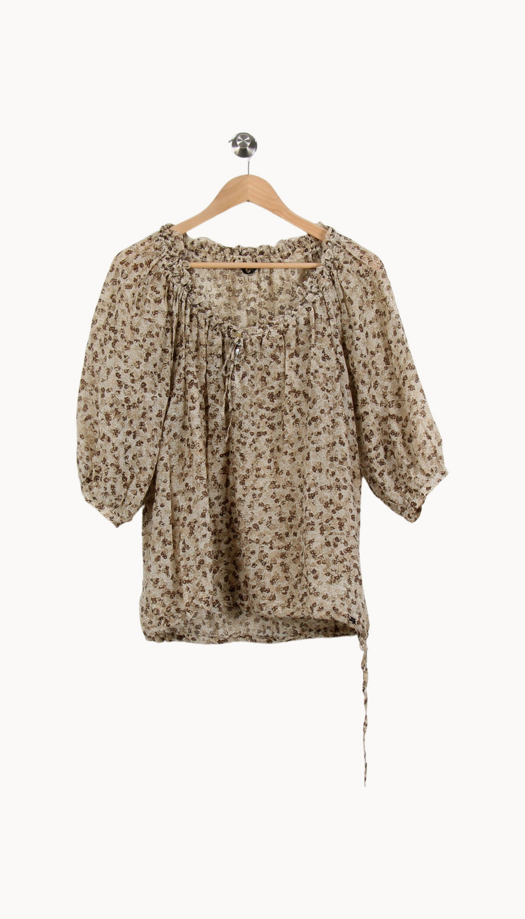 Blouse Fleurie Beige et Marron - Taille L/40 de la marque IKKS | PARAD53996 - Vendu par Paradigme - Image 2
