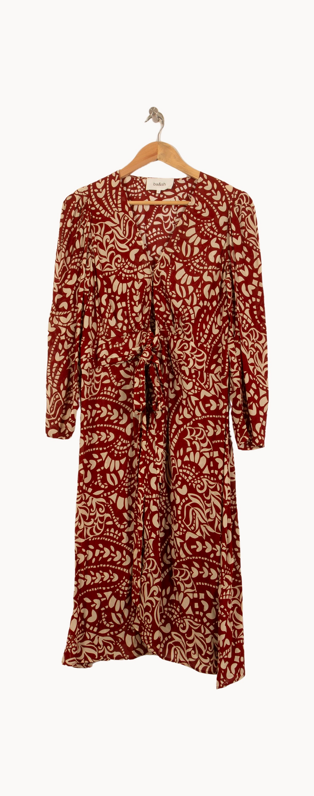Robe Midi Bordeaux et Beige - Taille S/36 de la marque ba&sh | PARAD55768 - Vendu par Paradigme - Image 2