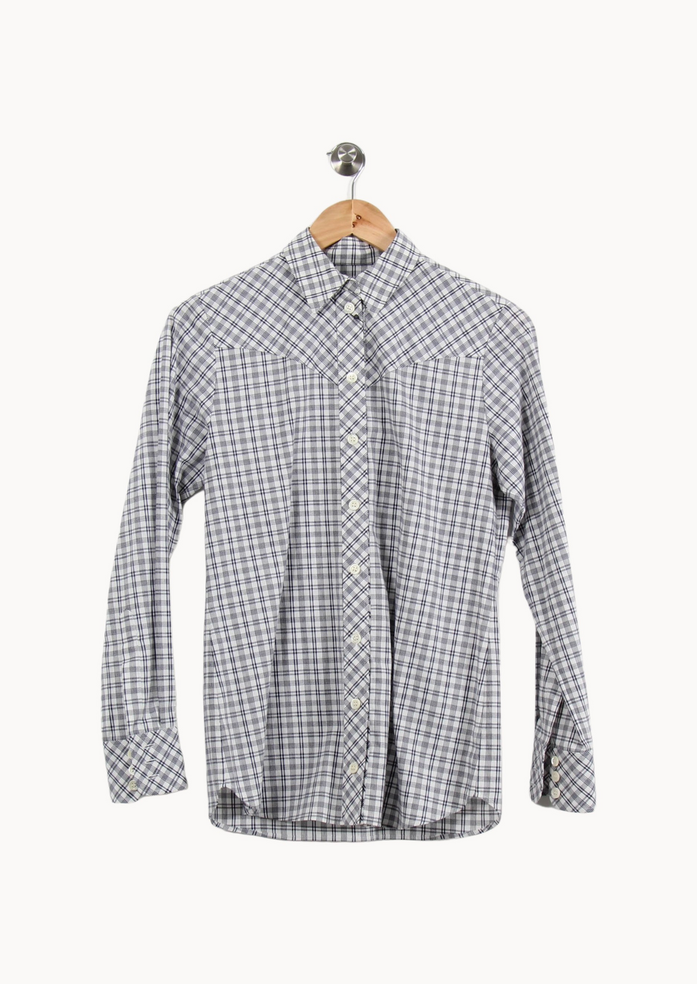 Chemise à Carreaux Blanche et Bleue - Taille S/36 de la marque Ines de la Fressange Paris | PARAD69017 - Vendu par Paradigme - Image 2