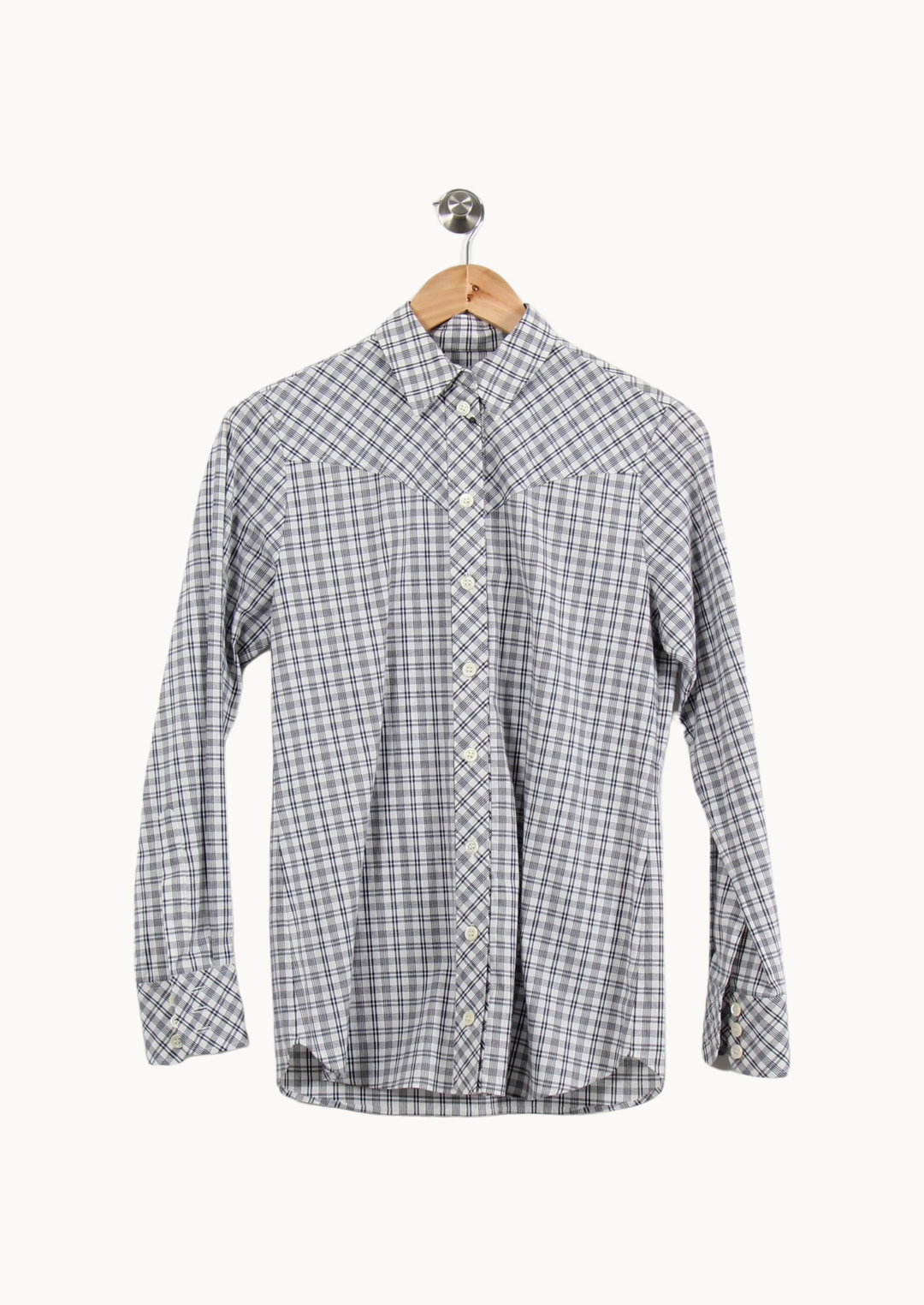 Chemise à Carreaux Blanche et Bleue - Taille S/36 de la marque Ines de la Fressange Paris | PARAD69017 - Vendu par Paradigme - Image 2