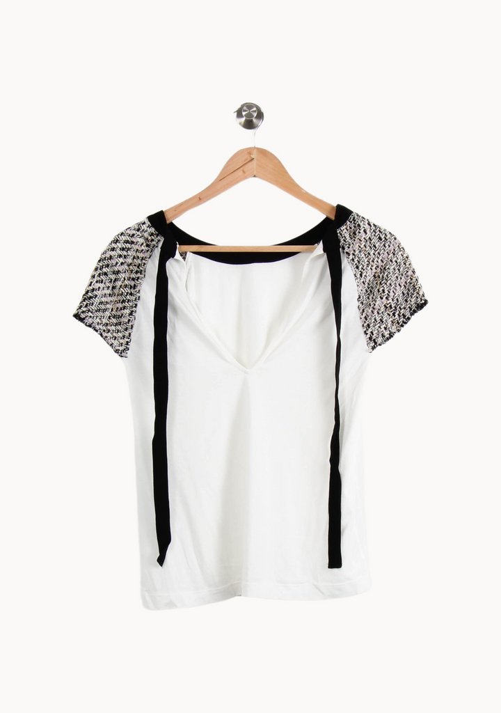T-shirt Blanc et Noir - Taille L/40 de la marque Maje | PARAD64351 - Vendu par Paradigme - Image 2