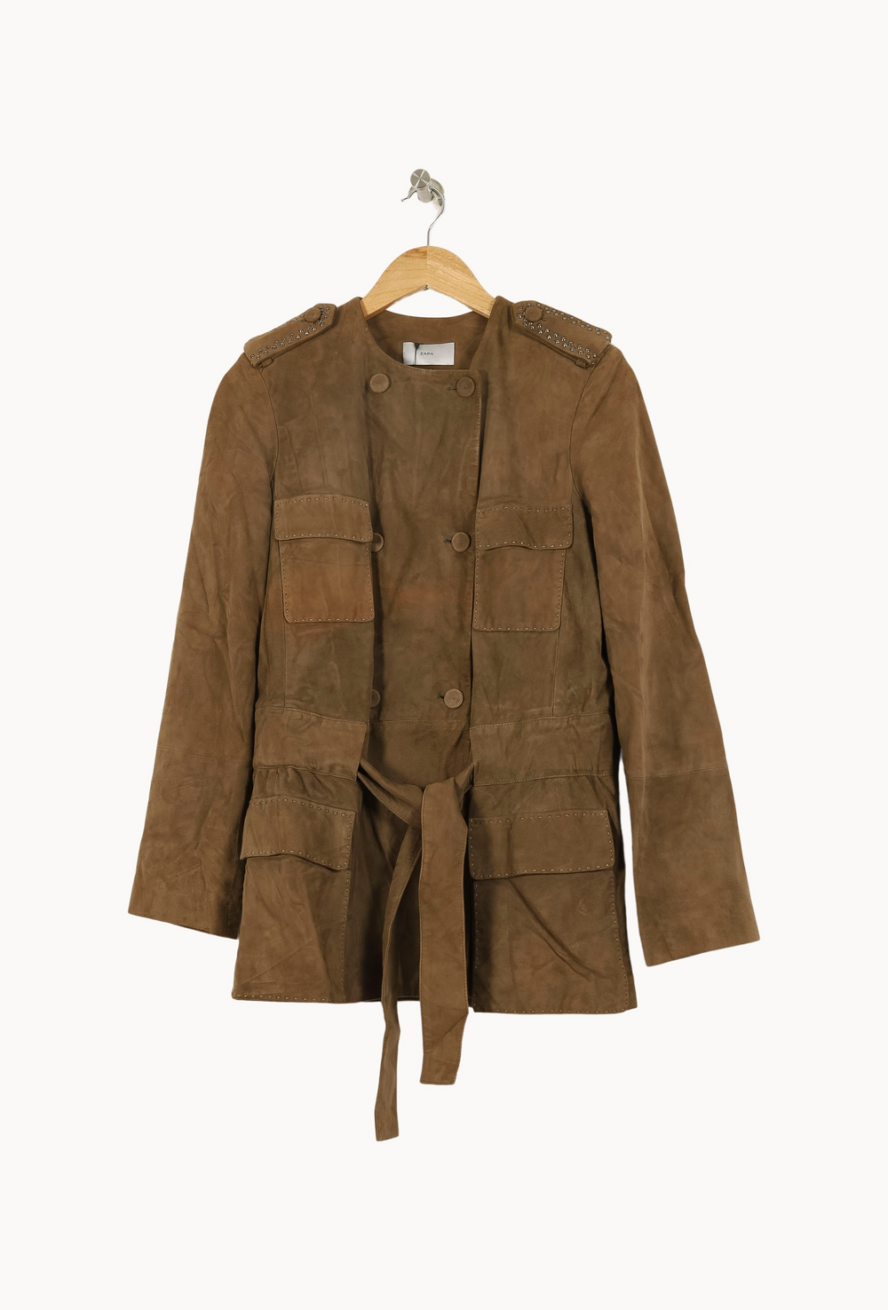 Veste En Cuir Marron - Taille S/36 de la marque ZAPA | PARAD69212 - Vendu par Paradigme - Image 2