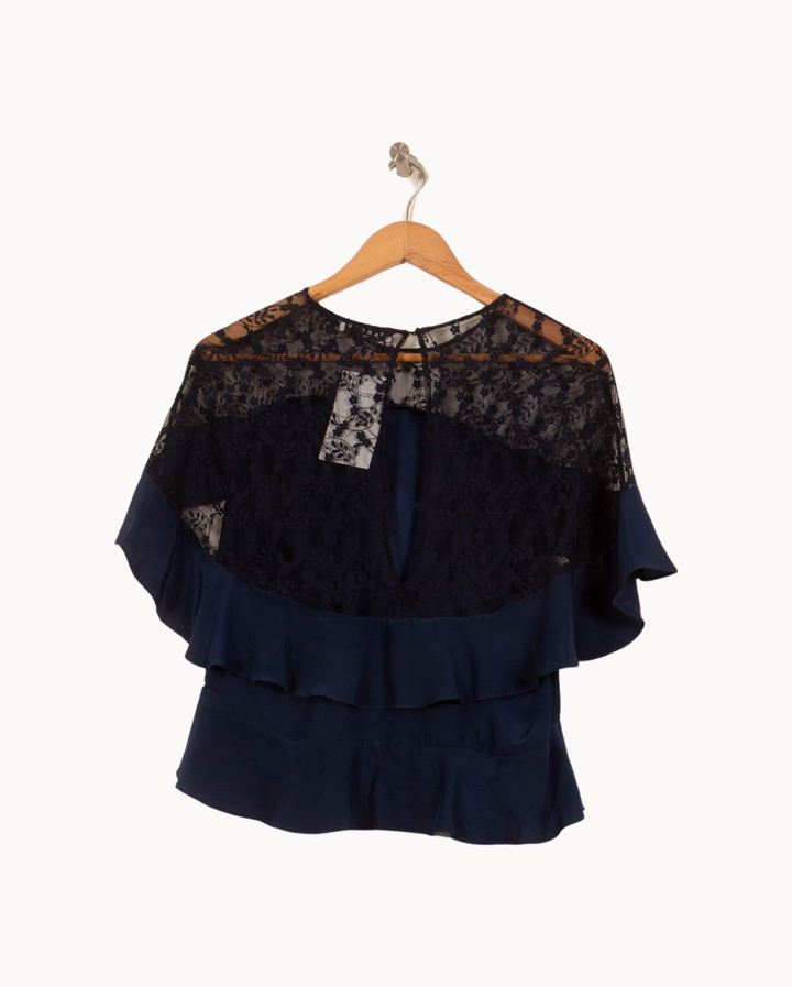 Blouse bleue foncée - Taille L/40 de la marque Sandro | PARAD47853 - Vendu par Paradigme - Image 4