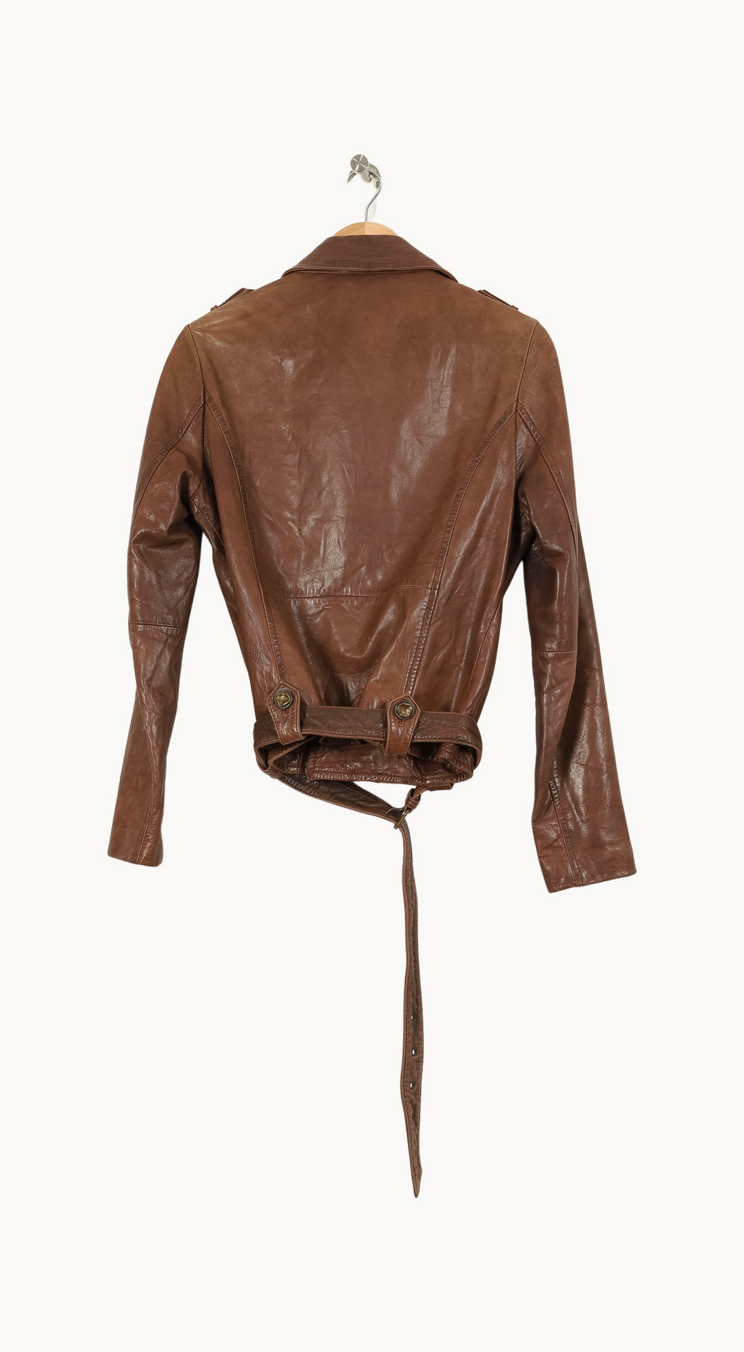 Veste En Cuir Marron - Taille L/40 de la marque IKKS | PLY0881 - Vendu par Paradigme - Image 4