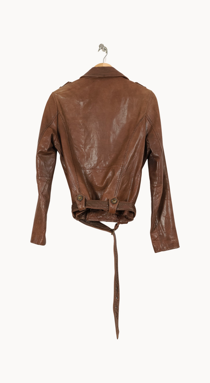 Veste En Cuir Marron - Taille L/40 de la marque IKKS | PLY0881 - Vendu par Paradigme - Image 4