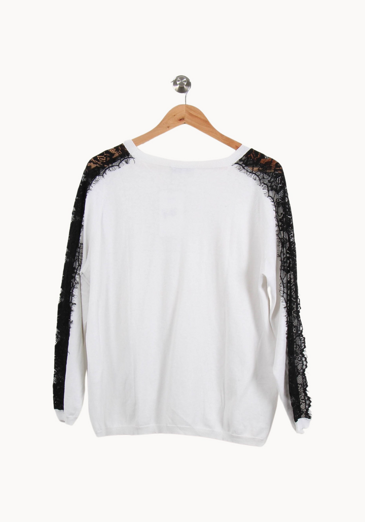 Pull Blanc et Noir - Taille L/40 de la marque Sandro | PARAD69207 - Vendu par Paradigme - Image 4