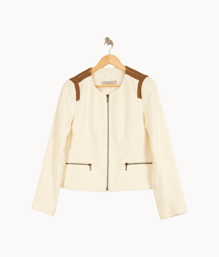 Veste Blanche et Marron - Taille XL/42 de la marque Gerard Darel | PARAD63408 - Vendu par Paradigme - Image 2