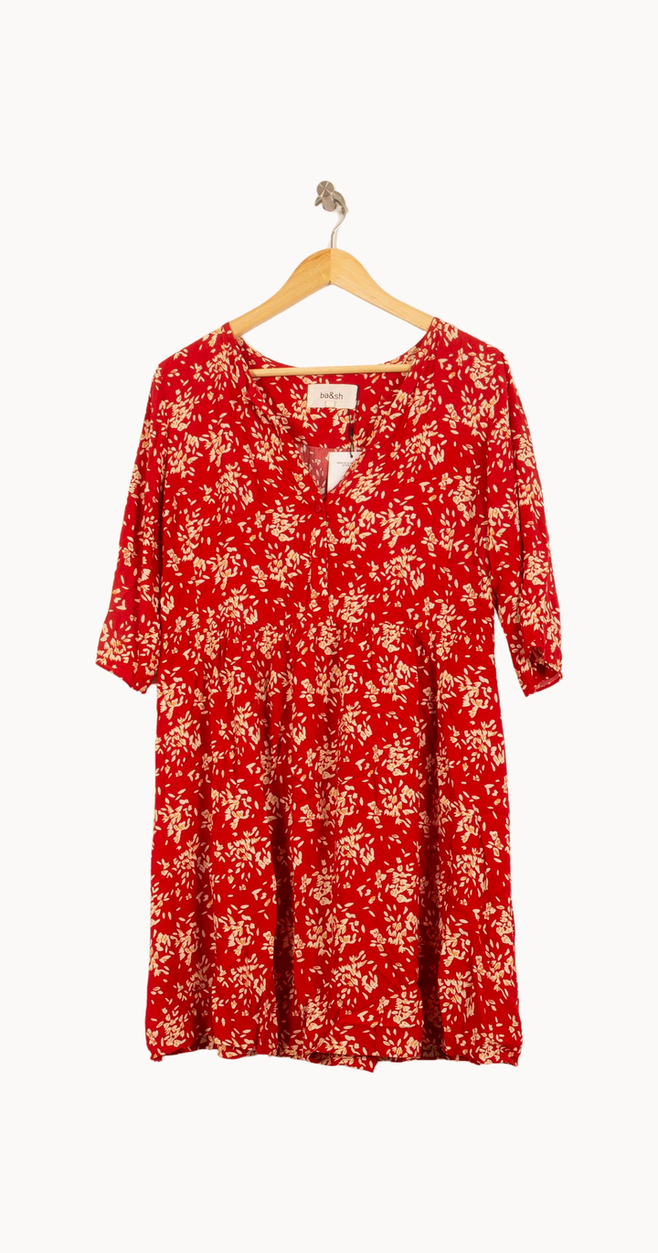 Robe Fleurie Rouge et Blanche - Taille M/38 de la marque ba&sh | PARAD46321 - Vendu par Paradigme - Image 2
