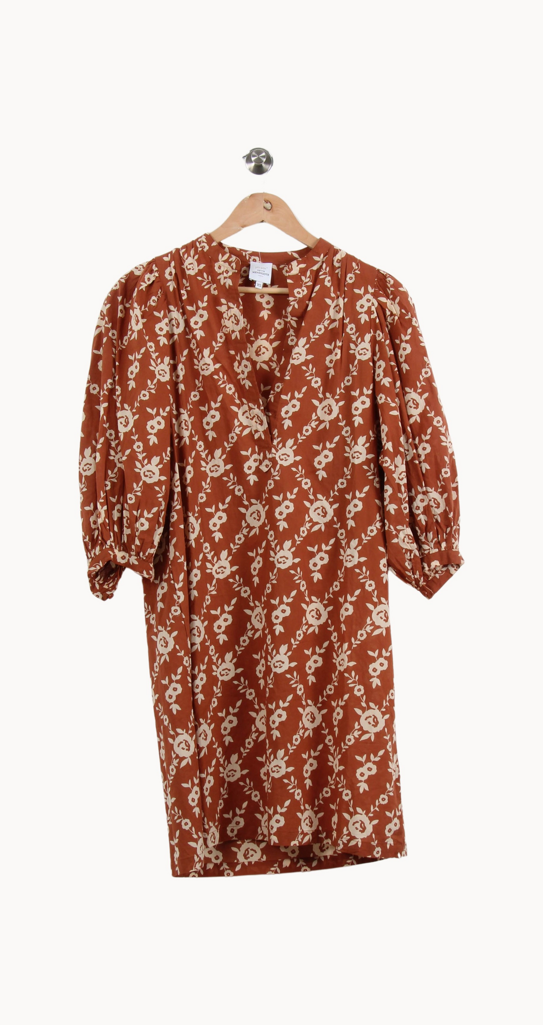 Robe Fleurie Orange et Blanche - Taille XS/34 de la marque Petite Mendigote | PARAD67344 - Vendu par Paradigme - Image 2