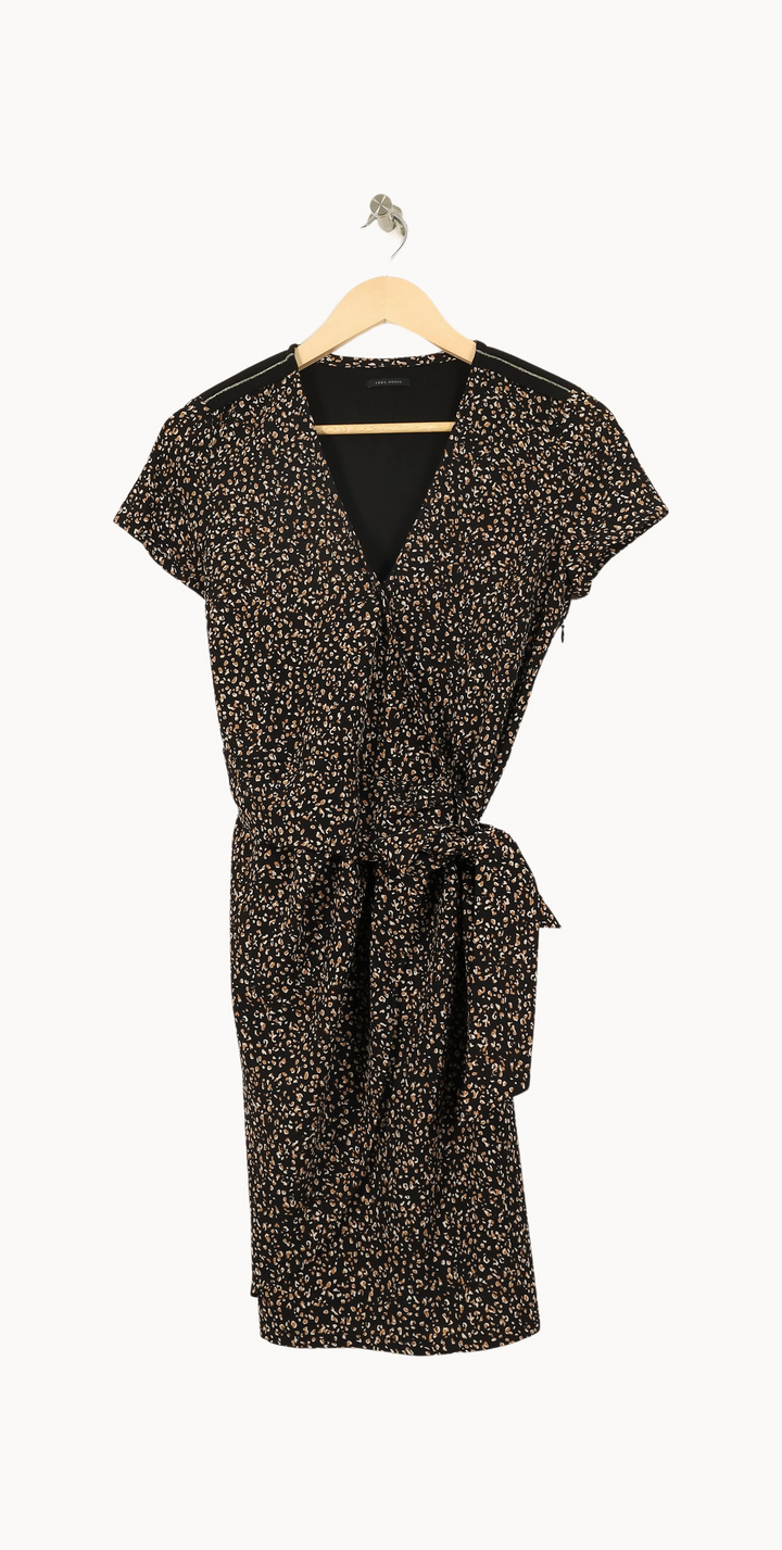 Robe portefeuille noire et beige - Taille XS/34 de la marque IKKS | PARAD66664 - Vendu par Paradigme - Image 2