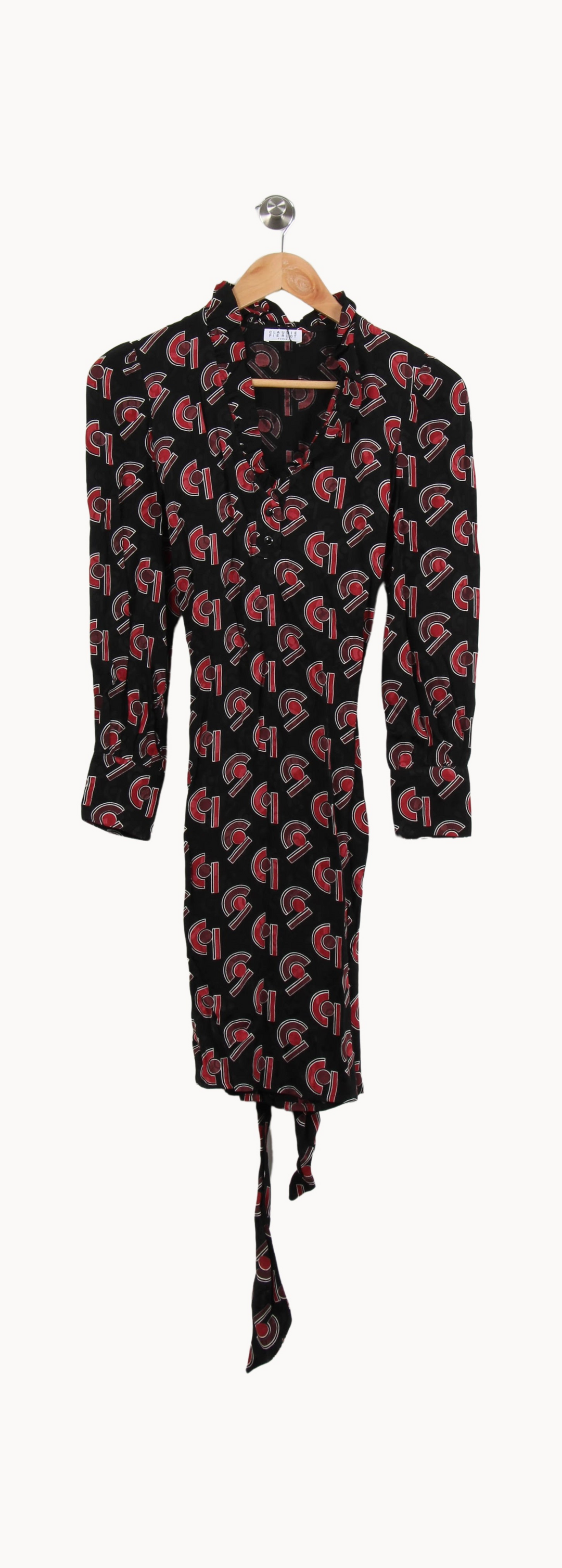 Robe Portefeuille Noire et Rouge - Taille XS/34 de la marque Claudie Pierlot | PARAD55647 - Vendu par Paradigme - Image 2