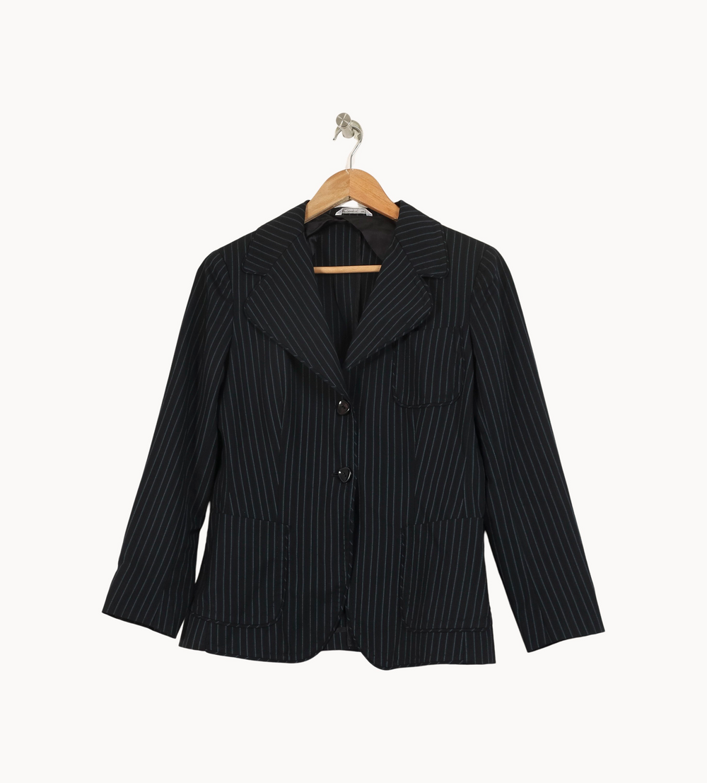 Veste Noire à Rayures - Taille M/38 de la marque Max Mara | PARAD51310 - Vendu par Paradigme - Image 2