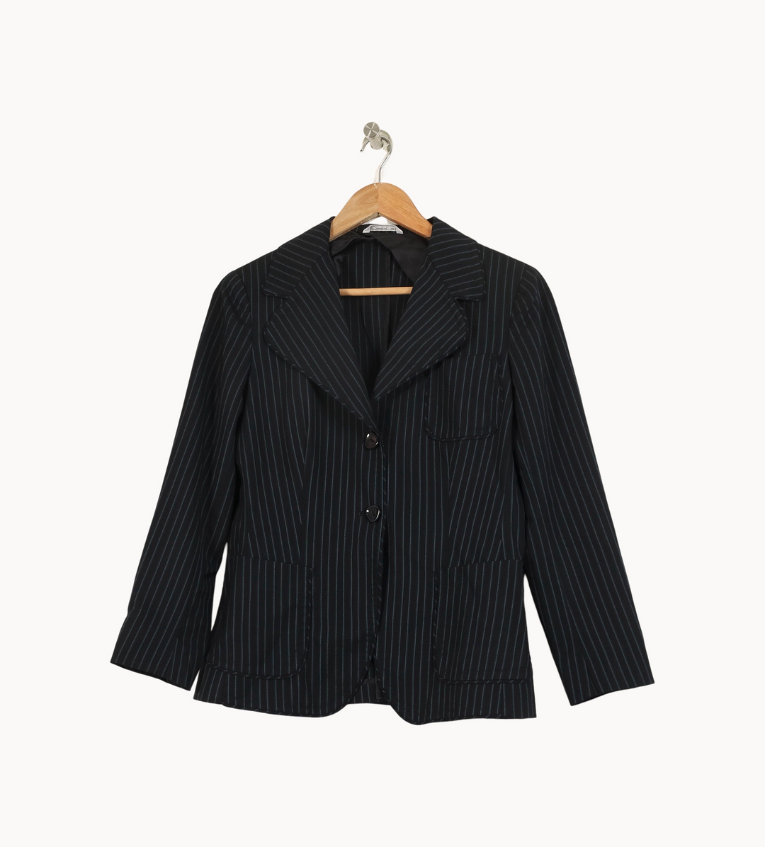 Veste Noire à Rayures - Taille M/38 de la marque Max Mara | PARAD51310 - Vendu par Paradigme - Image 2