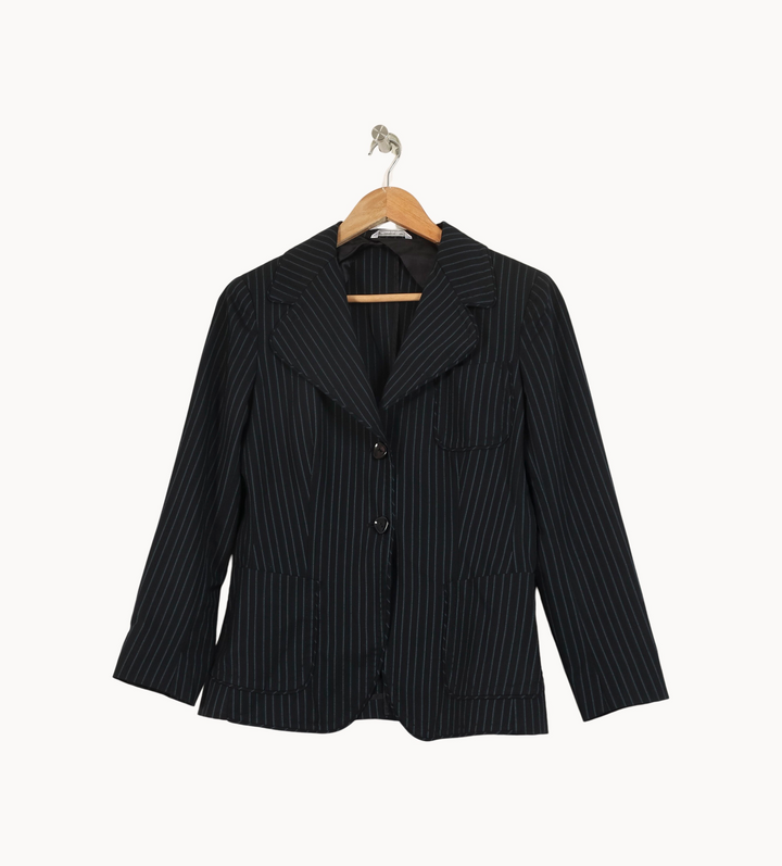 Veste Noire à Rayures - Taille M/38 de la marque Max Mara | PARAD51310 - Vendu par Paradigme - Image 2